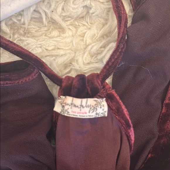 FREE PEOPLE Elegant Velvet Dress in Rich BURGUNDY NWOT - Picture 11 of 16
